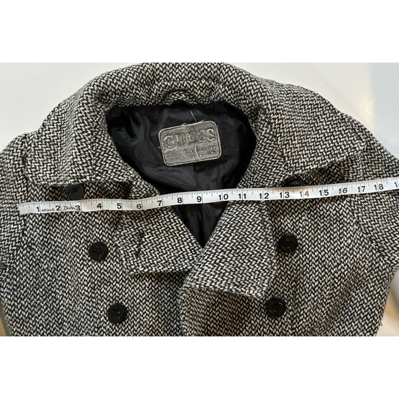 Vintage Guess Tweed Wool Blend Coat Black & White Women's Size Medium - Picture 6 of 9